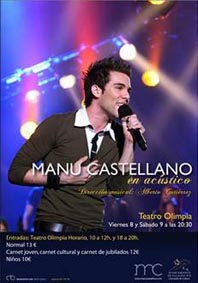 Manu Castellano ofrece dos acústicos en Villa del Río los días 8 y 9 de enero